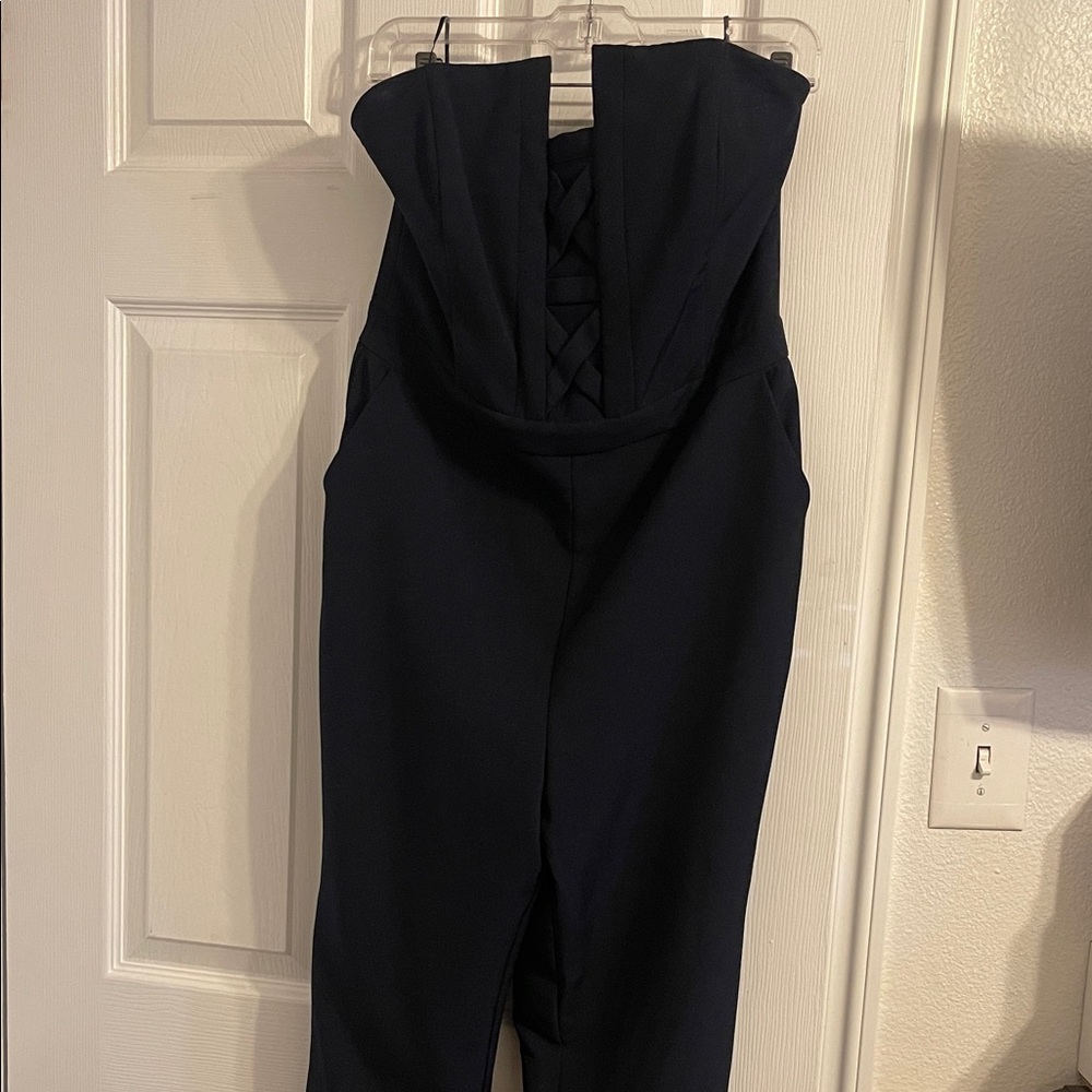Elegant navy blue Strapless Jumpsuit